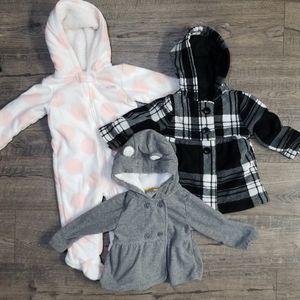 Lot 21 pc Baby Girl 9-12mo Overalls Jackets Outfit